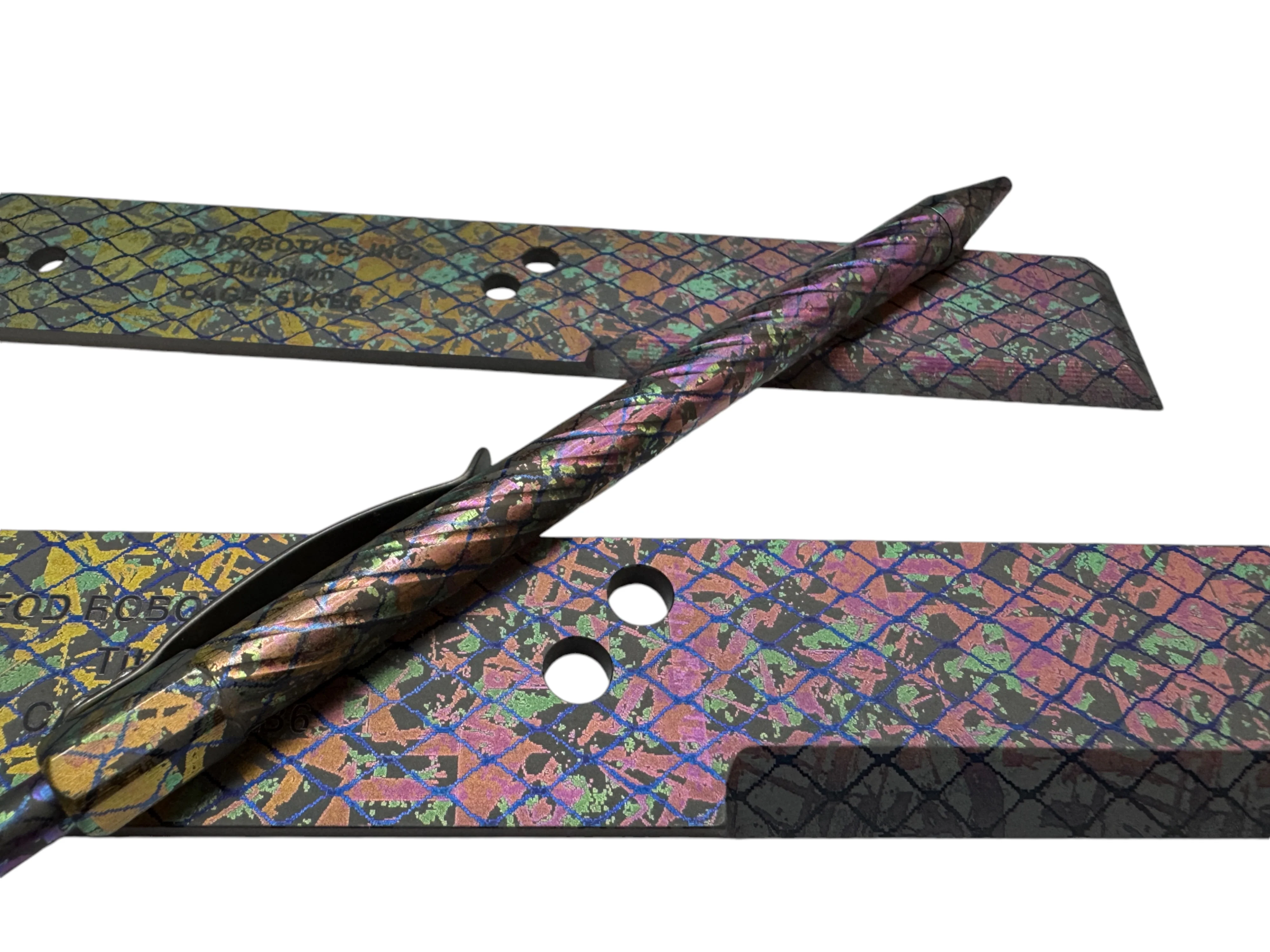 Aurora Pattern - Tumbled Titanium EOD Robotics Breacher Bar ( 2 Sizes ) - Image 9
