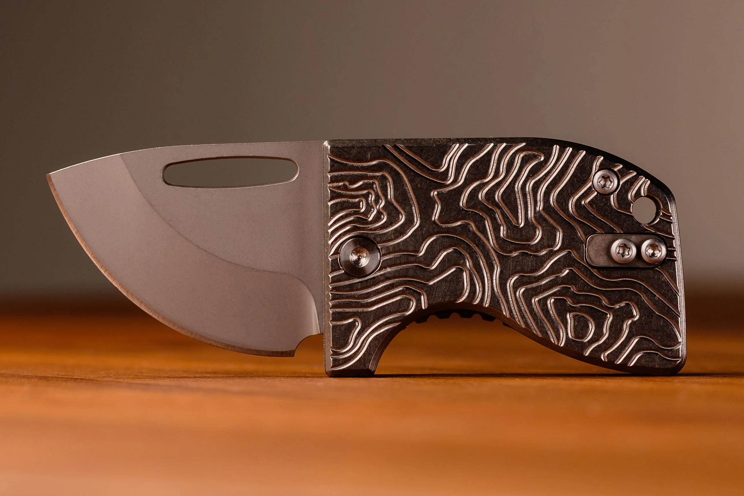 D2 Stub 2.0 Knife - Titanium Frame Lock & (( TOPO TITANIUM SCALES )) by Maratac® - Image 3