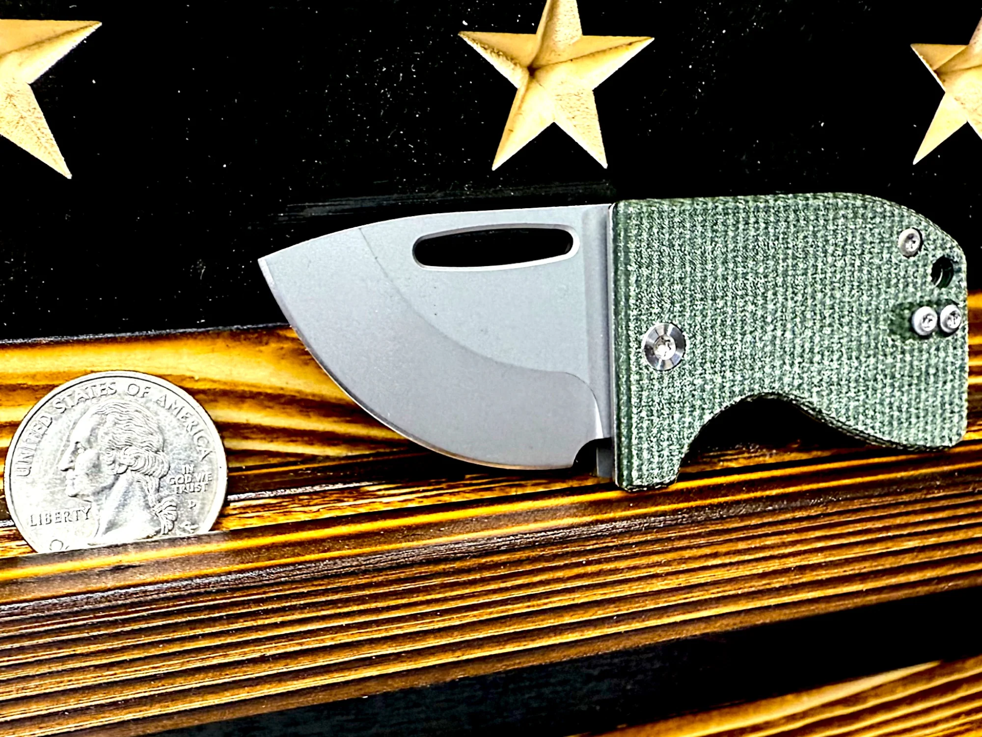 D2 Stub 2.0 Knife - Titanium Frame Lock & (( Canvas Micarta )) by Maratac® - Image 9
