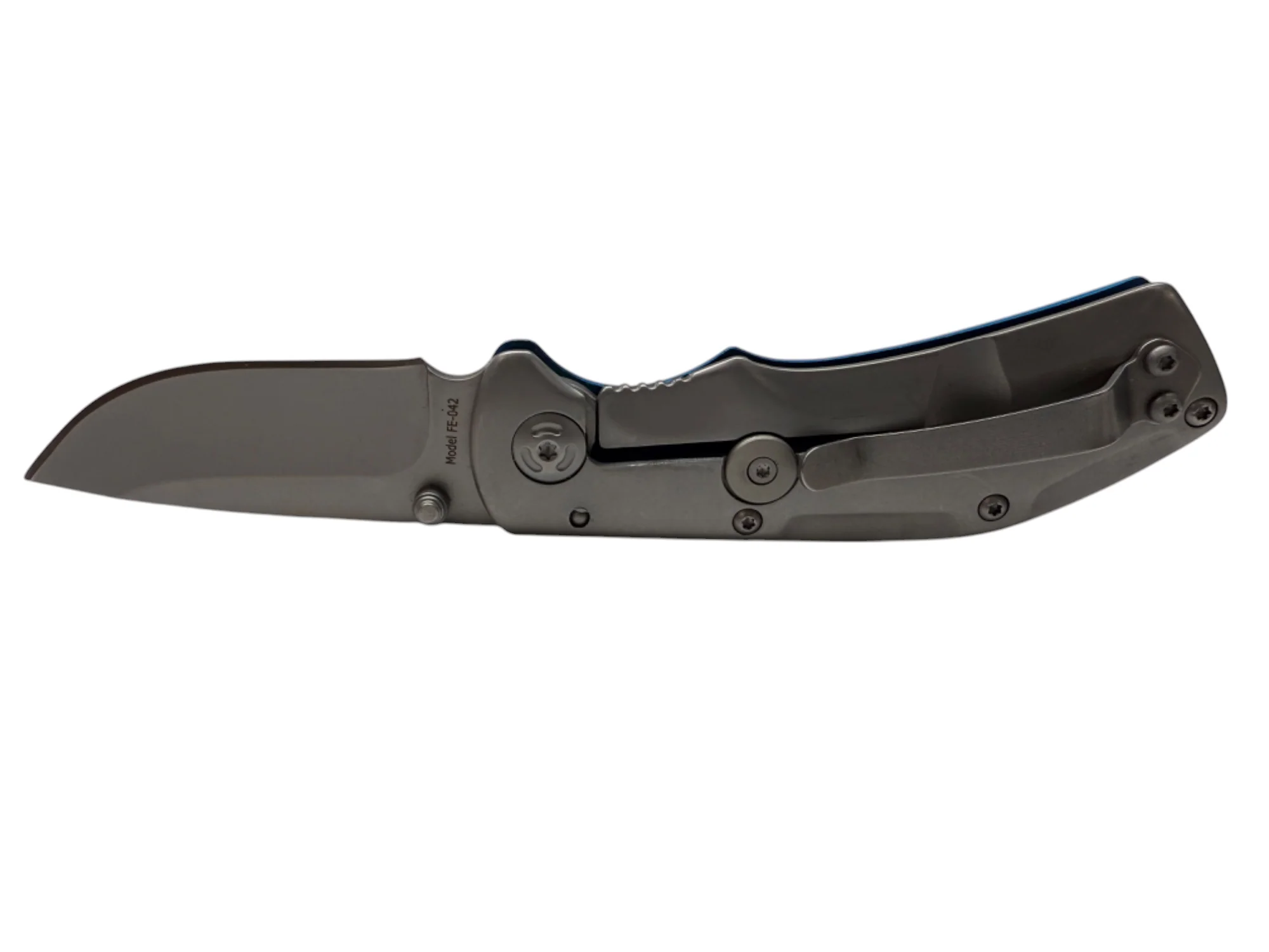 2.55" - Fox Edge Pop Smoke Frame Lock Knife Blue Aluminum - Cobalt Blue - Image 5