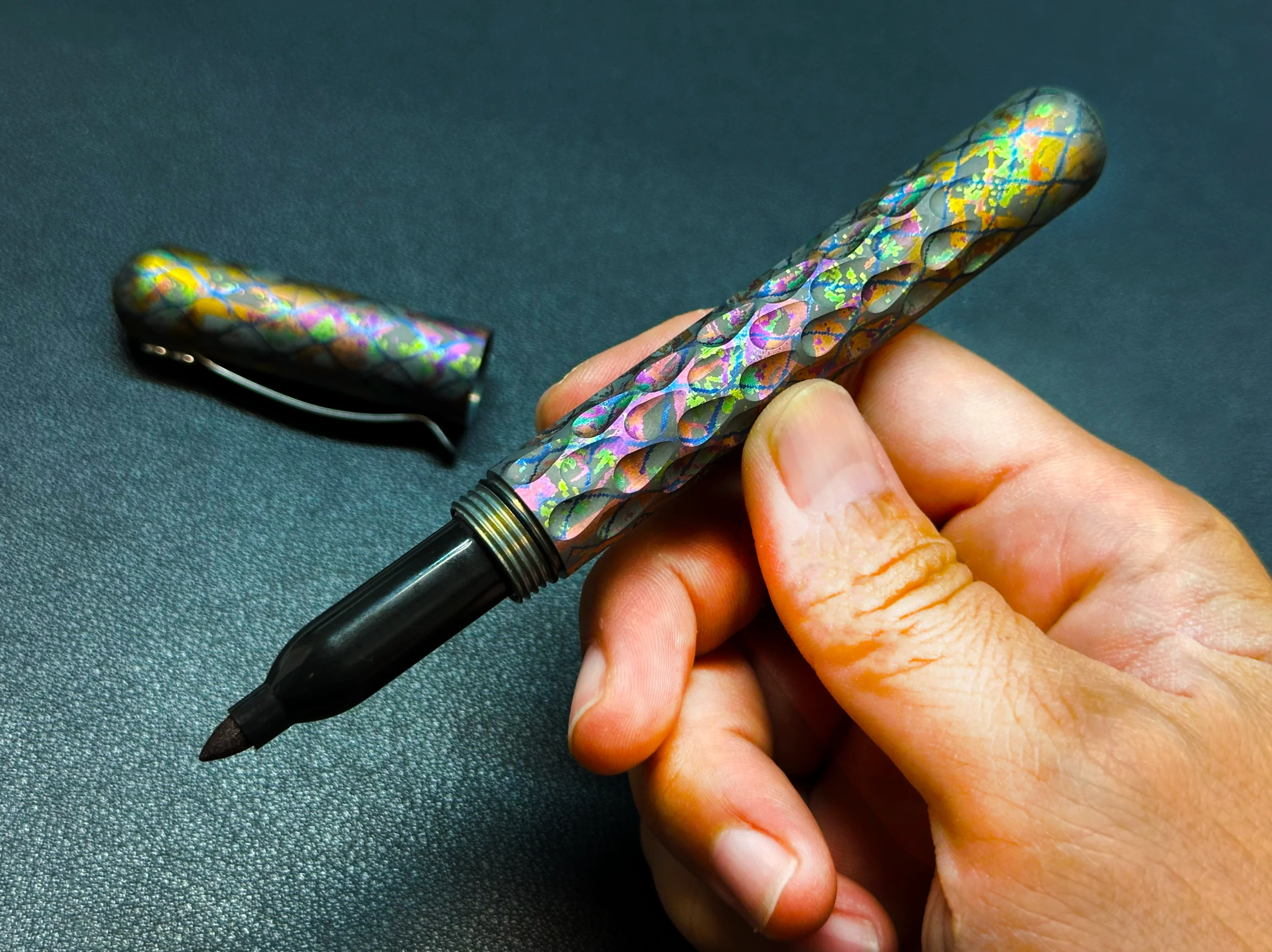 Signator Titanium Permanent Marker / Vault by Maratac® - Chaotic Aurora Pattern ( Sold Out - Sign up for the next launch! ) - Image 3