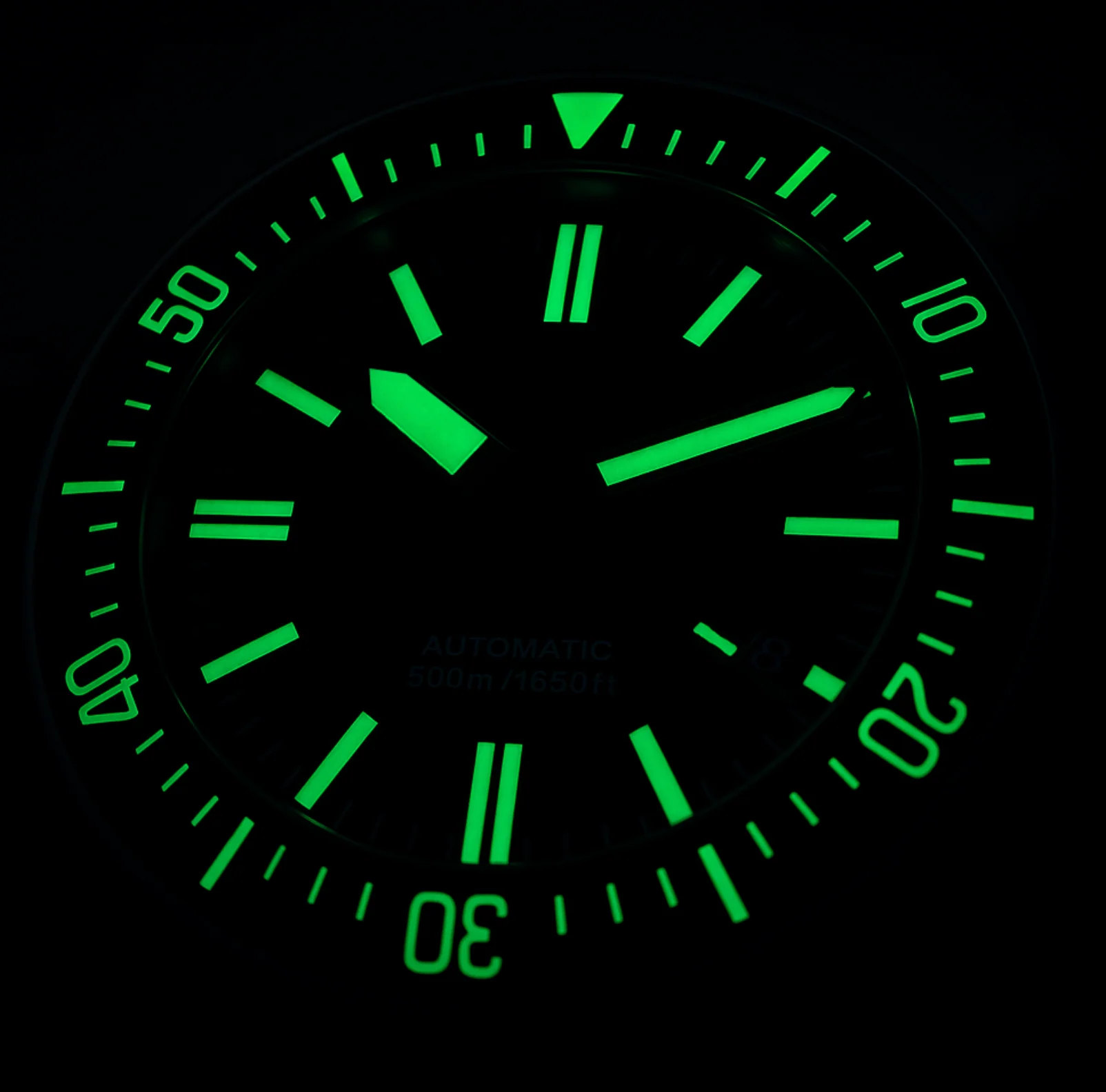 Black DLC - Stainless Steel DC-50 Dual Crown 50ATM Diver Automatic Watch With Date + Bracelet by Maratac® - Image 4
